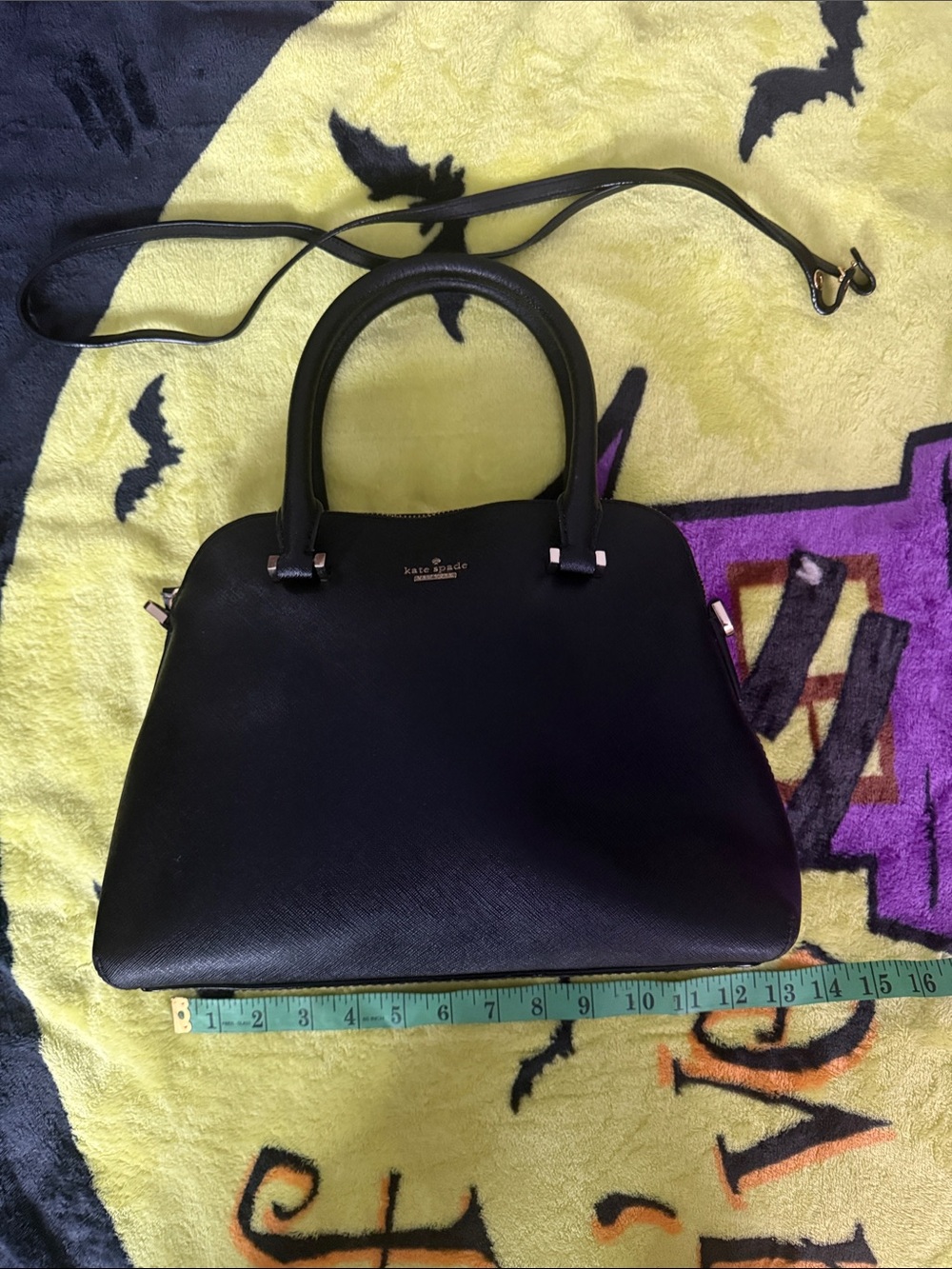 kate spade Black Saffiano Dome Satchel with Strap